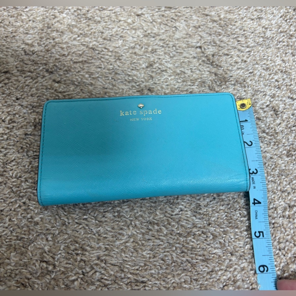 Kate Spade New York long wallet light blue white black polka dots snap close EUC - Picture 14 of 16